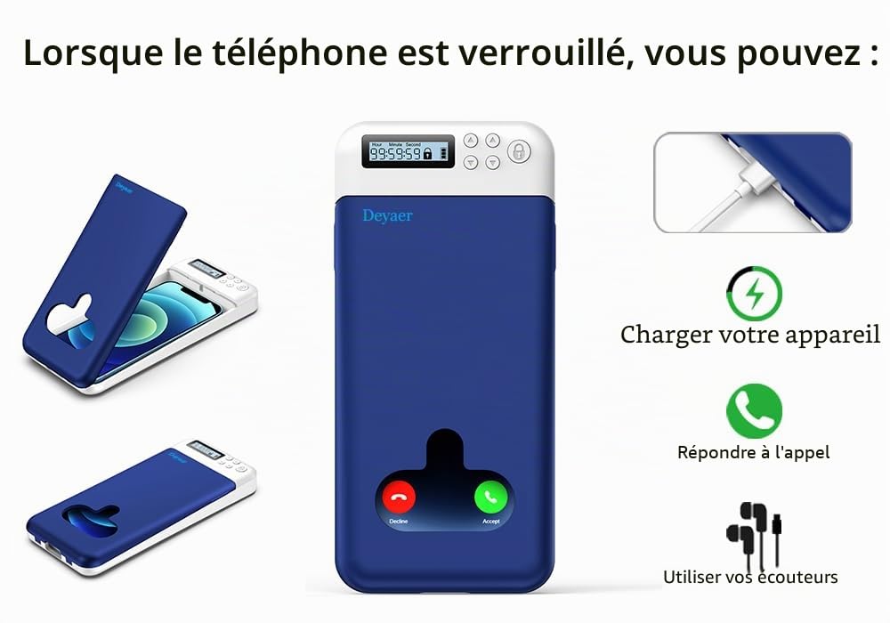 Dayear Boîte De Verrouillage Avec Minuterie – Cadenas Pour Téléphone, Aide à La Concentration, Compatible Jusqu'à 6,7 Pouces Coffre Anti-distraction 1-99h