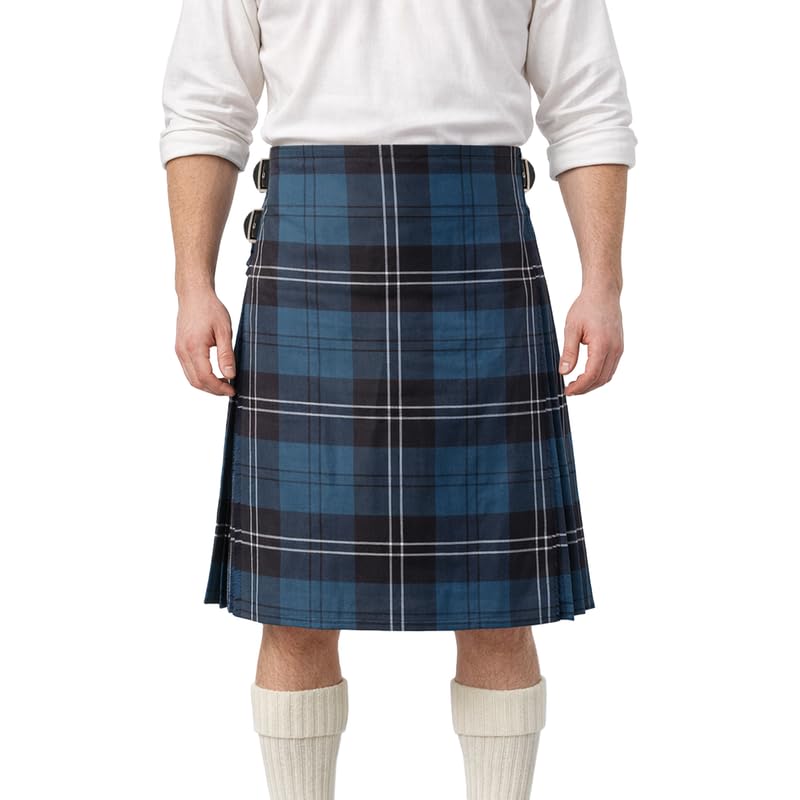 BRAW CLANS TARTANS Traditional Men's Kilt - 16oz Scottish 8 Yard Deluxe, Fringed Design with Extra Deep Pleats and Three Leather Straps - Special Occassions, Wedding