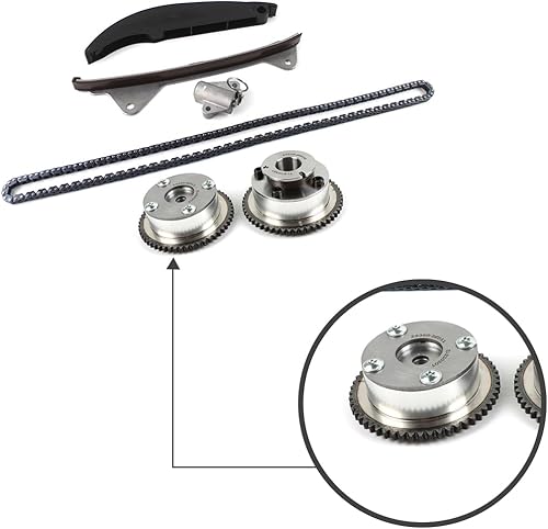 Miniatura 5 de 24321-2E010 24350-2E011 Kit de cadena de distribución con 2 piezas de admisión y escape VVT piñón de engranaje aplicado para motor Kia Soul Forte