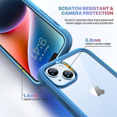 Coque robuste iPhone 14 transparente intégrale Diaclara bleue