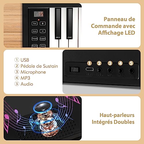 Piano numérique pliable 61 touches la solution compacte pour s'entraîner sans encombre - 7