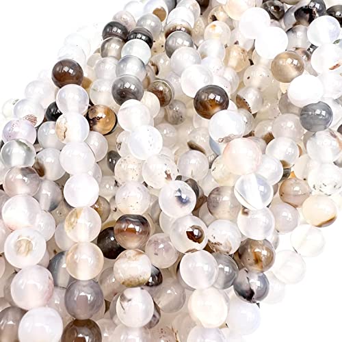 Qiwan 60Pcs 6Mm Smooth Surface Moss Grass Agate Gemstone Jewellery String, Round Loose Beads For Diy Jewelry Making, 1 String/15 Inches #TOP4
