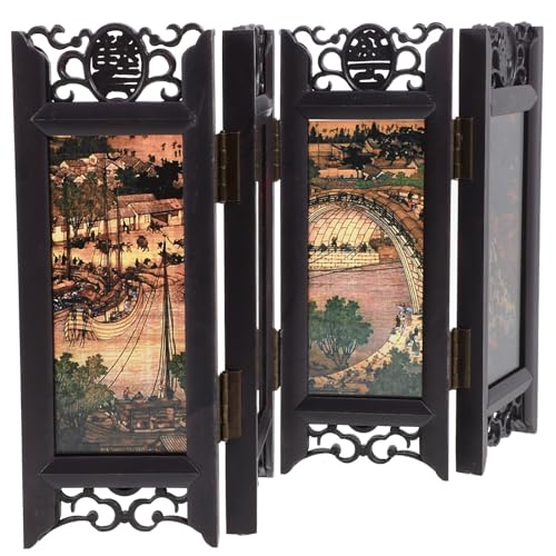 Paravent miniature pliant style chinois en art traditionnel stable