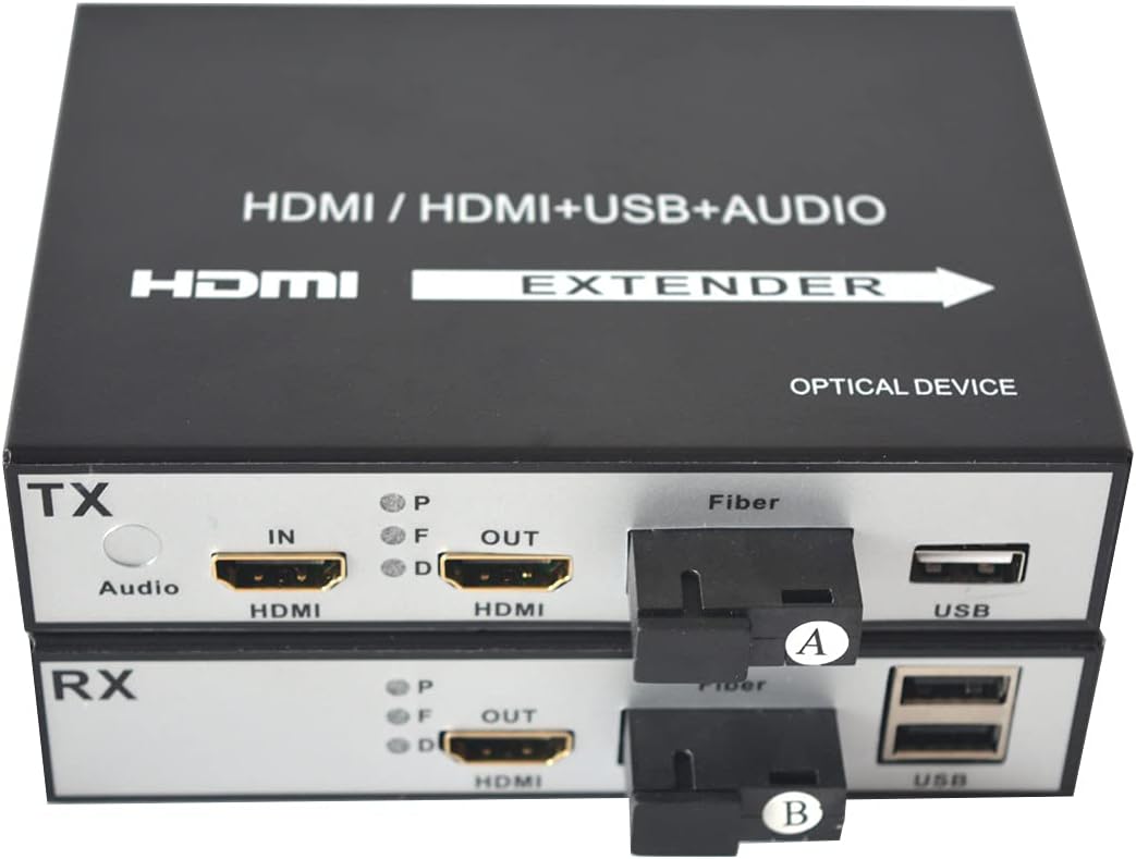 1080P HDMI Video Over Fiber Optic Extender Converter with KVM and Loop Out SC Singlemode up 20Km Multimode up 500M A Pair