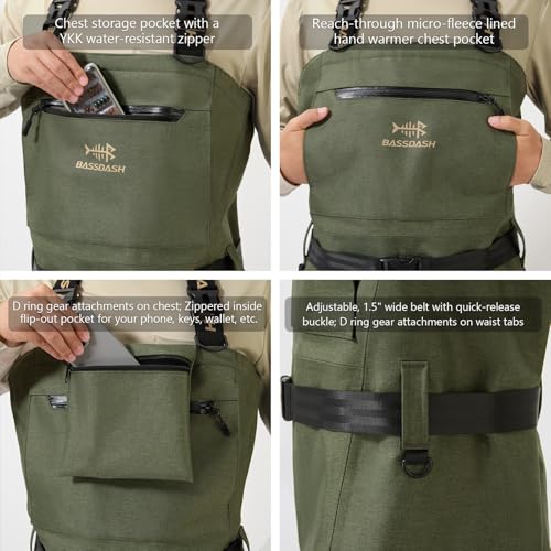 Image of BASSDASH Men's PVC Chest Wader Ripstop High Strength Boot Foot Waders for Fly Fishing Hunting FW13