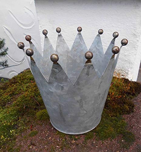 Deko-Krone Kugelspitzen Übertopf Windlicht Teelichthalter Eisen Silbergrau 18 cm
