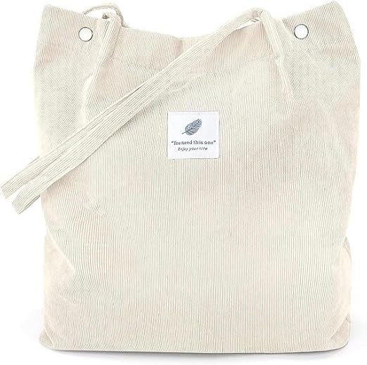 EASTHILL Canvas Corduroy Tote Bag Casual Work Shoulder Handbags for Women Cute Purses