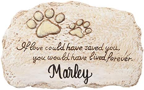 Fox Valley Traders Personalized Forever Pet Memorial Garden Stone, Customized Indoor/Outdoor Décor, Crafted with 100% Resin, Loss of Pet Sympathy Gift – Measures 12” Long x 7 ½” Wide x ½” High