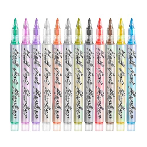12 Color PreciseNail Art Pens with Quick Dry Fine Tip for Easy Application All Nails Types Gift Box Included Gel Compatible