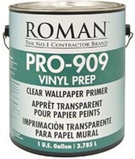 ROMAN Vinyl Prep Wallpaper Primer for Painted Walls, Sizing, Easy Use Paste, Clear, PRO-909, (1 Gallon - 450 sq. ft.)