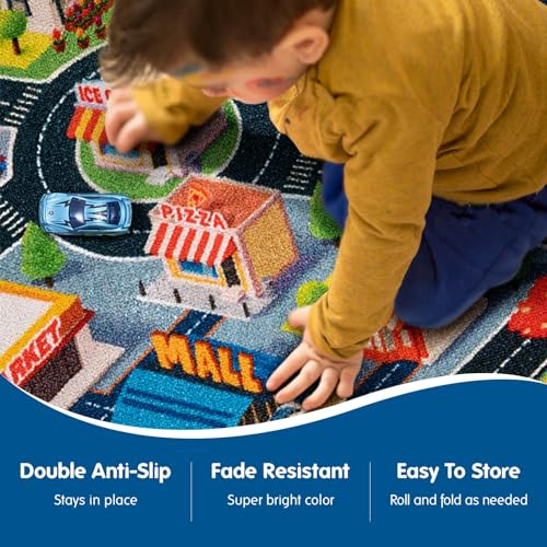 Image of Booooom Jackson Kids Car Rug Play Mat 4'11 inchx2'7 inch Non-Slip City Road