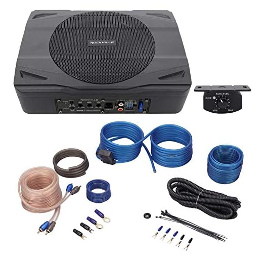Rockville SS8P 400 Watt Slim Under-Seat Powered Car/Truck Subwoofer Sub+Amp Kit