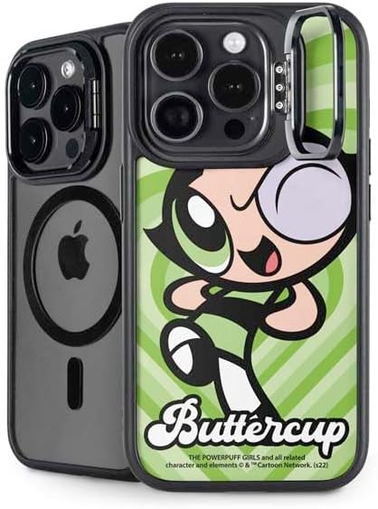 Skinit Kickstand Phone Case Compatible with iPhone 14 Pro Max - Officially Licensed Cartoon Network Powerpuff Girls Buttercup Green Hearts Design