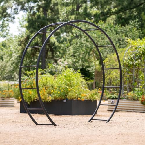 88" Tall Moon Gate Garden Arch Vego Garden Galvanized Garden Arbor for Outdoor Climbing Plants, 8ft Width Metal Trellis for Roses, Clematis, Ivy and Flowering Plants