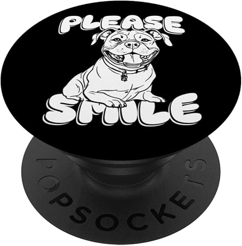 Miniatura 1 de Funny American Bully Pet - Perro de raza Bulldog Just Smile PopSockets estándar PopGrip