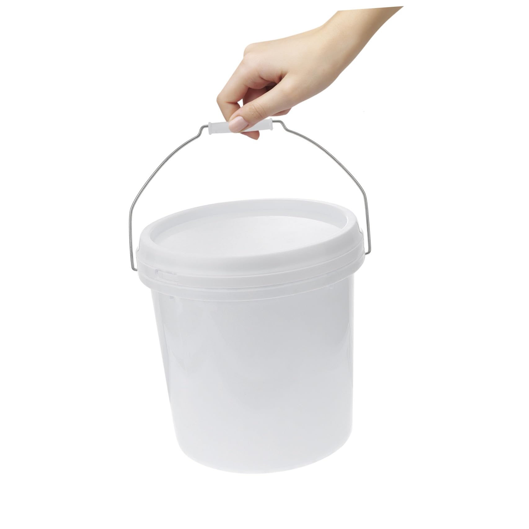 KOMBIUDA Seau Ménager pour Usage Domestique et Poignée Ergonomique et Peinture en Plastique Blanc 10l Couvercle Hermétique