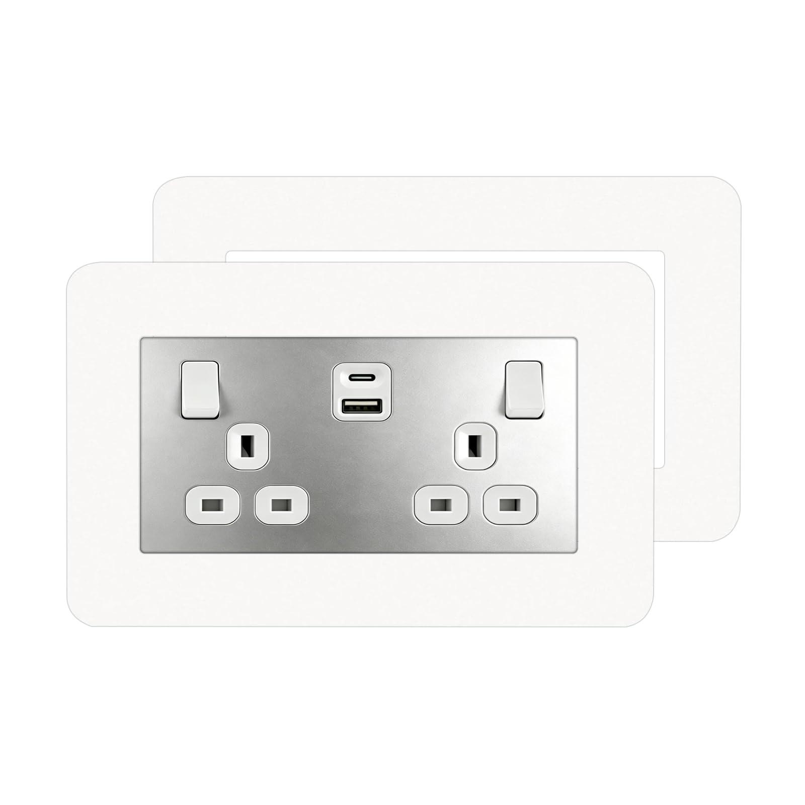2PCS Double Socket Surround White,Light Switch Surrounds