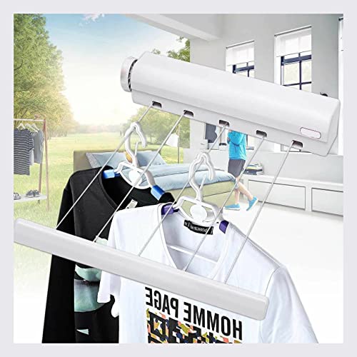 18Meter 5-Lines Washing Line, Wall Mounted, Retractable, Laundry Drying Line, Heavy Duty Extendable Reel, Adjustable Clothes Airer, Garden Drying Rope, Outdoor or Indoor