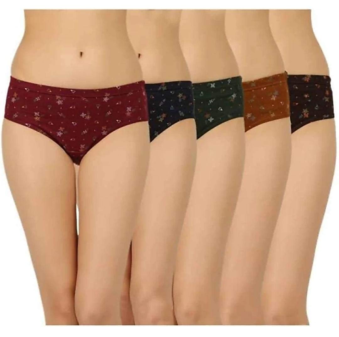 LYKORPrinted Cotton Panties for Women & Girls | Hipster Panty with Stretchable Soft Inner Elastic | Kids/Teenagers Full Coverage Breathable Briefs, No Show Panties/Underwear Pack of 5 (13-14 Years)