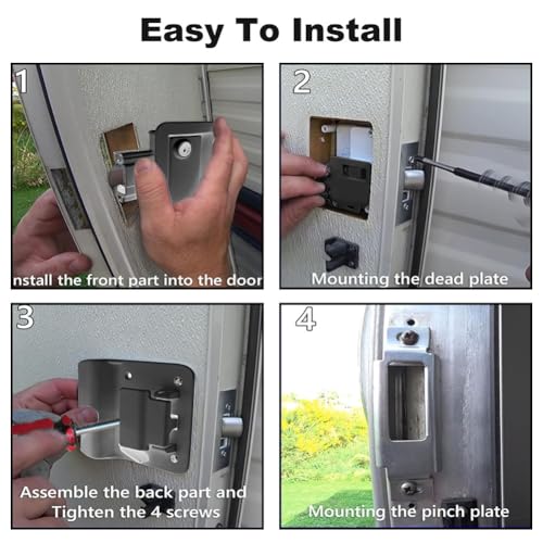 RV Door Lock Replacement Kit,Travel Entry Door Lock with Keys,Camper Trailer Door Latch with Paddle Deadbolt,Zinc Alloy RV Door Handle with 1 Screwdriver(Black) by HUIAWAY - Image 6