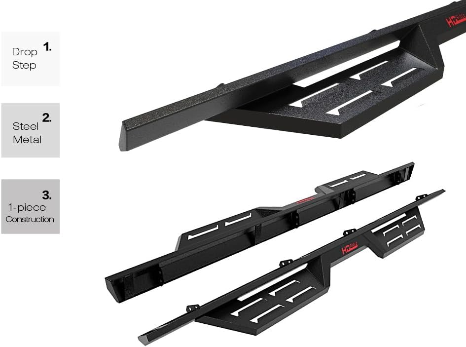 HD Ridez Steel Construction Drop Down Style Running Boards Compatible with Ram 1500 2009-2018 Crew Cab & Ram 2500 3500 2010-2026