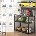 Aheaplus Bakers Rack with Power Outlet, Microwave Stand, 5 Tiers Coffee Bar Station with Led Lights, Kitchen Storage Shelf with 6 S-Shaped Hooks, Kitchen Rack Coffee Bar Stand, Black