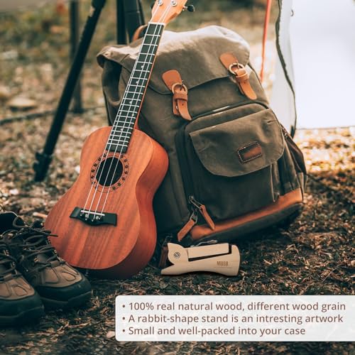 MUSO Violin Stand, Ukulele Stand Premium Solid Wood, Lightweight&Stylish Holder for Violin,Ukulele and Banjo Rabbit-Shape Patented(hard maple)