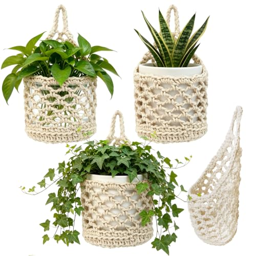 VMEECARL 4-Pack 5-Inch Macrame Wall Plant Hangers...