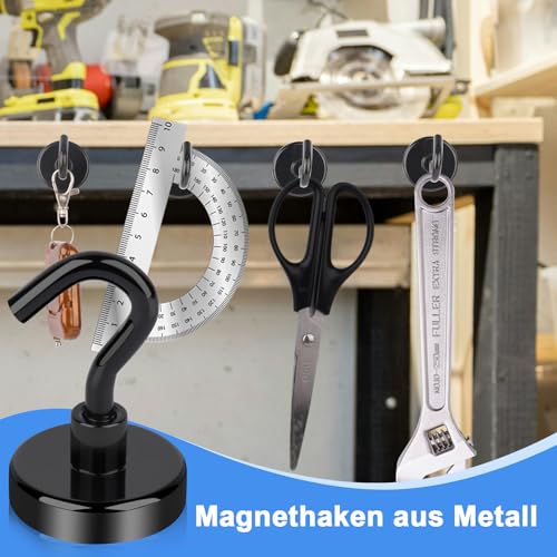 Aenienoe Magnethaken Klein 12Stück Magnet Haken Starke Schwarz Magnetische Neodym Magnetic Hooks Hakenmagnete zum Aufhänger Küchen Camping Zubehör 16mm
