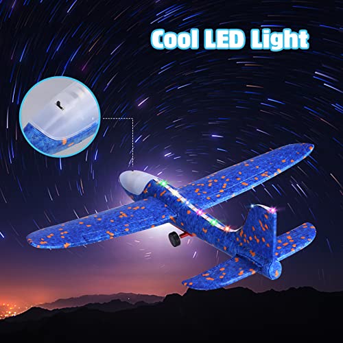 Tessgo Airplane Launcher Toy 3 Pack, 12.6" Led Foam Airplane For Kids, 2 Flight Mode Catapult Plane, Outdoor Toys For Kids Ages 6 7 8 9 10 11 12 Years Old Boys Girls Birthday Gift Educational Toys #TOP2