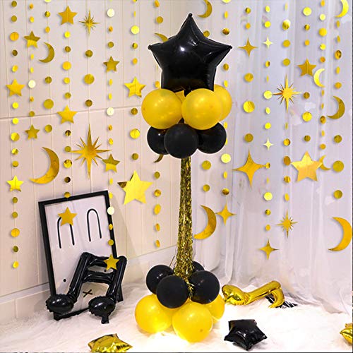 Image of Gold Star Moon Party Decorations Gold Circle Dot Garland Crescent and Twinkle Little Star Streamer Banner for to The Moon Birthday Witchy Whimsical Ramadan EID Mubarak Celestial Decor Supplies