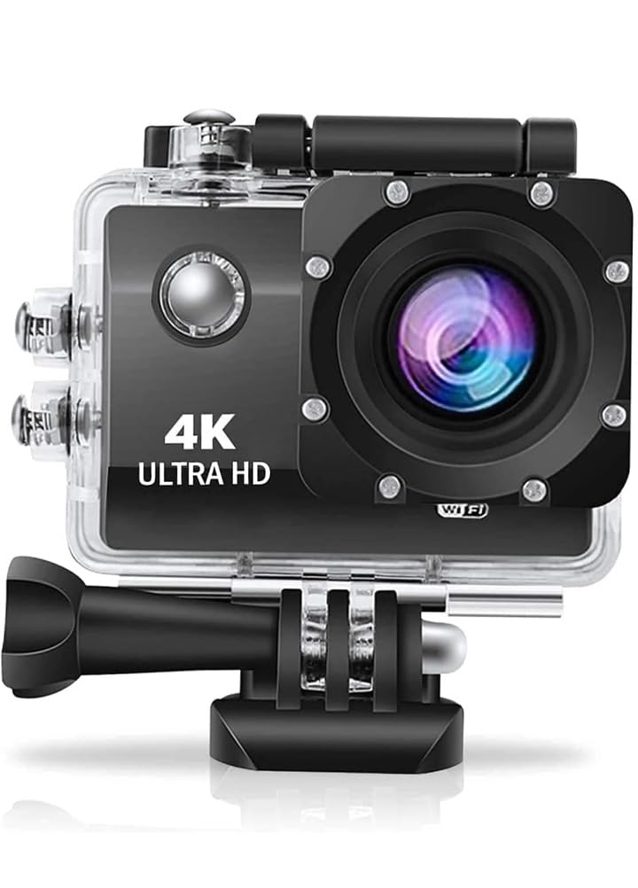 4K Ultra HD Wi-Fi Action Camera with Waterproof Case | Waterproof up to 30M, Shockproof Design, Multiple Mounts Included, Built-in Wi-Fi, For Outdoor Sports-image-44