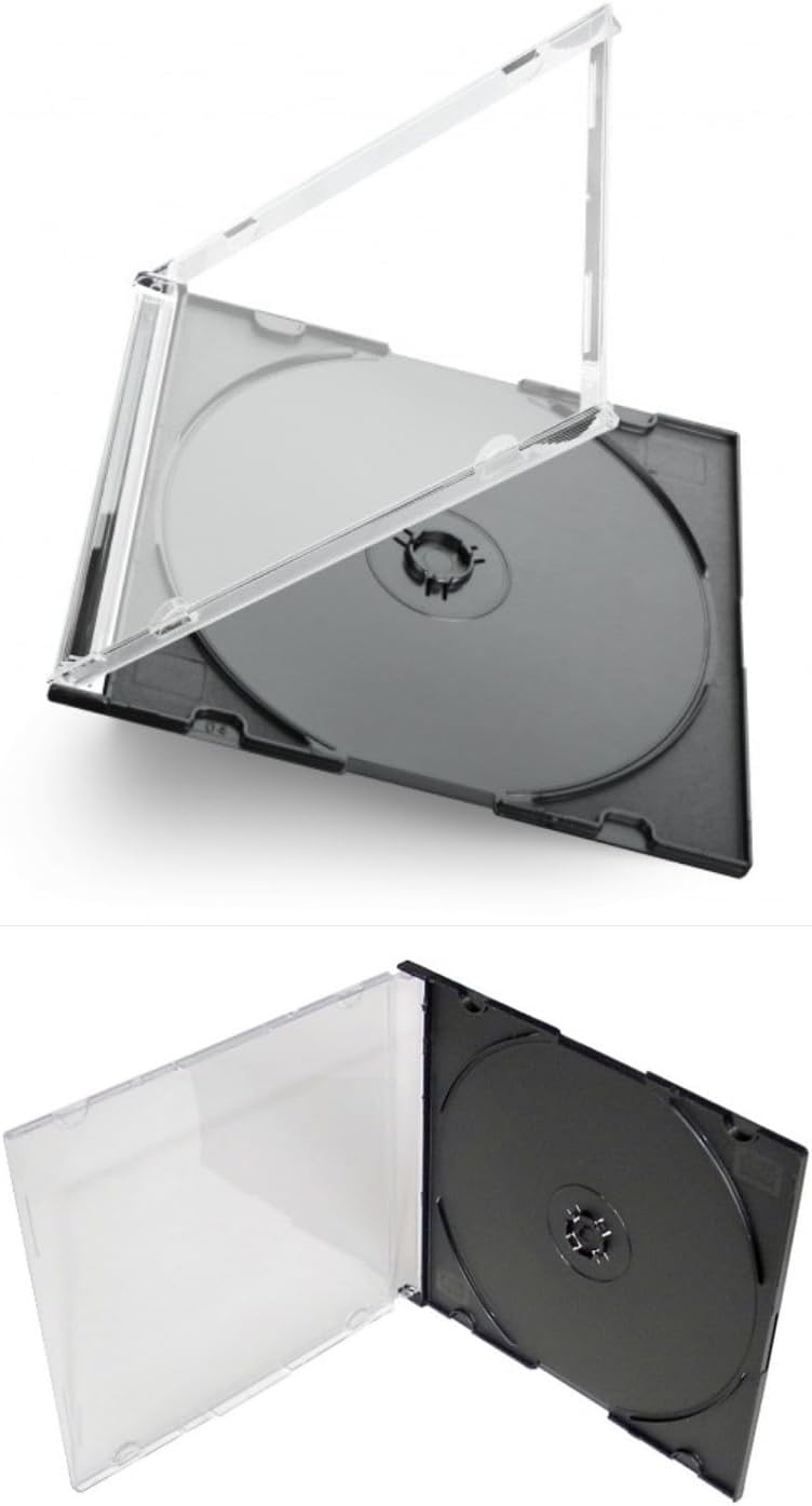Premium Brand Jewel Case for CD/DVD Blu-Ray (Black Slim Case Pack of 10)