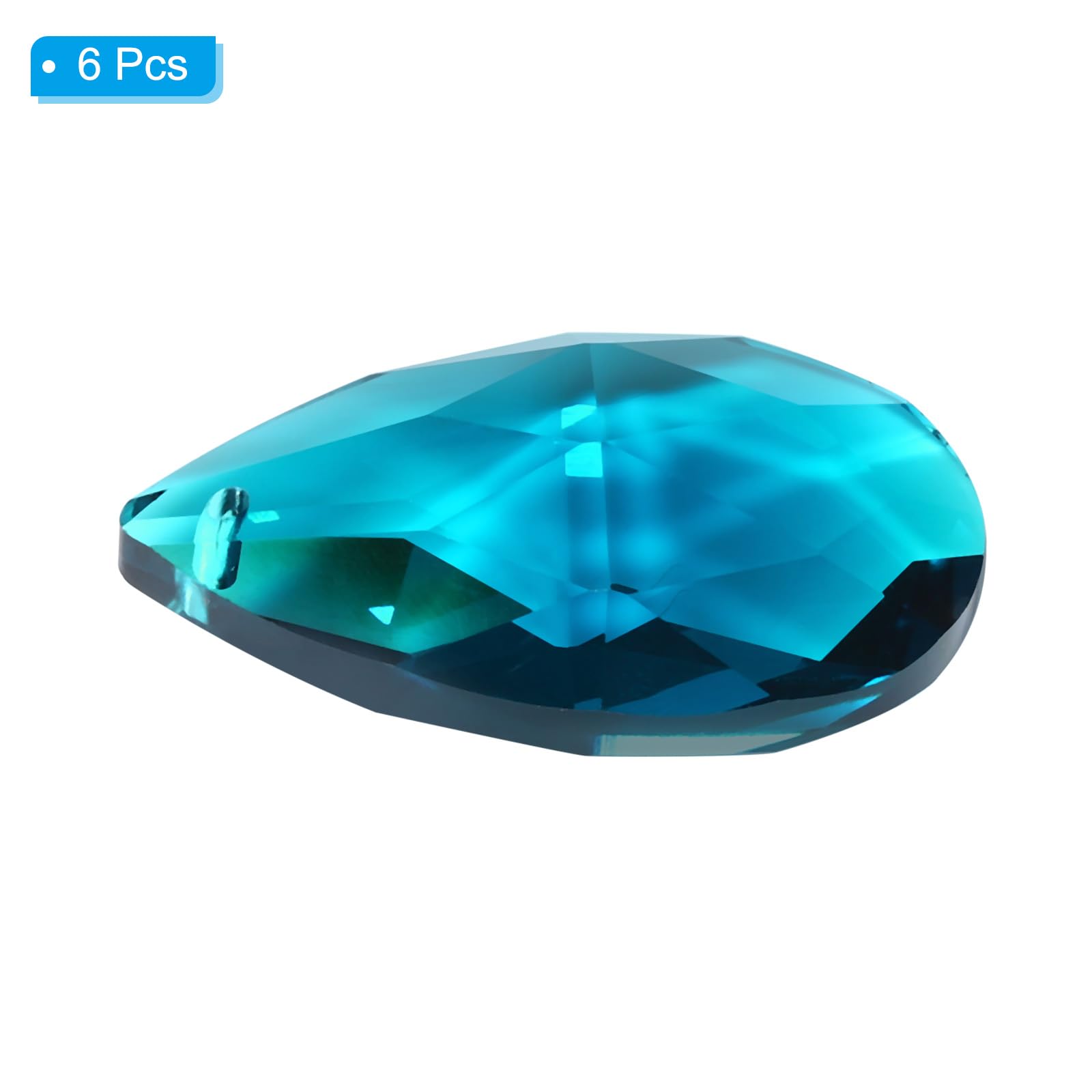 PATIKIL K9 Crystal Pendants Teardrop Beads, 6 Pack 38mm Chandelier Prisms Parts Hanging Beads DIY Lamp for Arts Crafts Decoration, Sky Blue - Image 3
