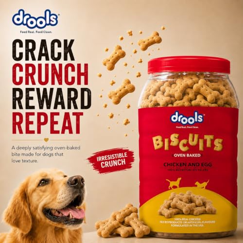 Image of Drools All Life Stages Dog Treat Biscuits 800g Jar | Real Chicken Flavour | All Breed Formula | Promotes Lustrous Skin & Coat | Vitamins & Minerals | Reduces Tartar Build Up