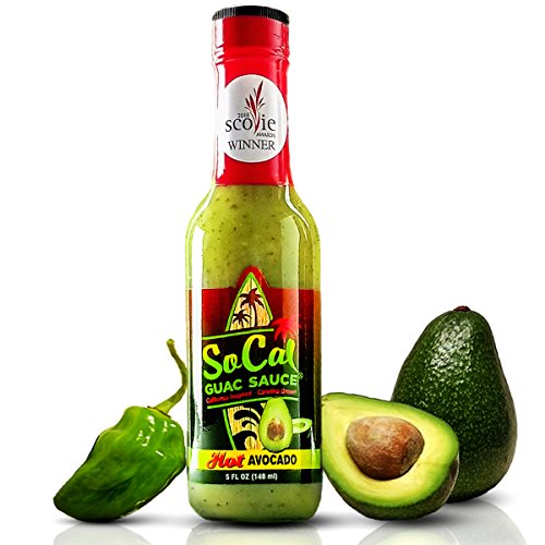 Hot Avocado SoCal Guac Sauce | A Guacamole Salsa Verde Hot Sauce | Real Avocados, Serrano Chiles and Green Habanero | California Taqueria Style Taco Sauce | 5 FL OZ | by SoCal Hot Sauce | 6/10 heat