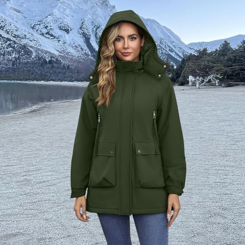 Chaqueta impermeable mujer con capucha extraíble parka cortavientos 2