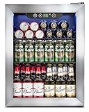 Feelfunn 1.7 Cu.Ft Beverage Refrigerator Cooler - 68 Can Mini Fridge Glass Door for Drink Soda Beer Wine - Small Refrigerator for Bedroom Office Home Dorm Bar, Silver