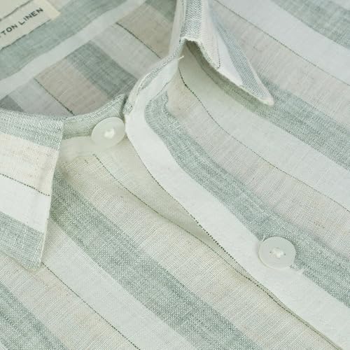 Image of GHPC Cotton Linen Striped Half Sleeves Regular Fit Formal Shirt for Men