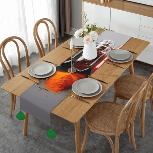 Chemin de table en lin rectangulaire 35x152 pour nappe automnale - 2