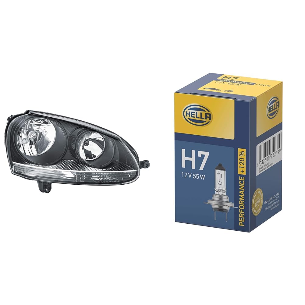 Hella 1EG 247 007-621 Halógena-Faro principal ECE, para circulación por la derecha, Delante, derecha 8GH 223 498-031 Lámpara, H7, 12V, 55W, Tipo de Portalámpara: PX26d, Caja, Cant. 1