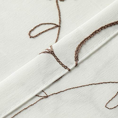 Vogol Tier Curtains 36 Inch Length, Blue Floral Embroidered Half Window Kitchen Cafe Curtains Pocket Window Treatment For Living Room Bedroom, 30X36, Two Panels #TOP4