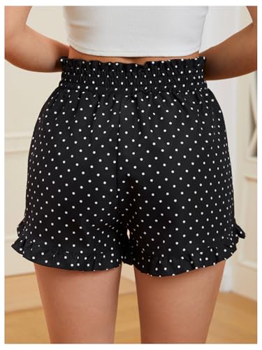 Image of MakeMeChic Women's Gingham Ruffle Lounge Shorts Elastic High Waist Pajamas Boxer Shorts