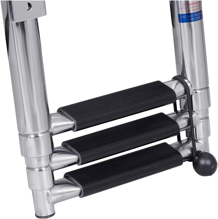 White Water – 3-Step Narrow Telescoping Over Platform Boat Ladder | 304 Stainless Steel Folding Marine Boarding Step for Compact Swim Platforms, Pontoon Boats, Powerboats, Sailboats, Docks - B00301NRW