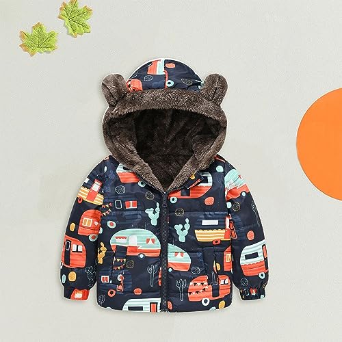 Toddler Kids Windproof Fleece Jacket Thicken 𝗦𝗵erpa Lined Hooded Zip Coat Winter 𝗧𝗲ddy Outerwear with Pocket2