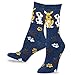Cute Puppies on the Socks for Women Novelty Cotton Crew 3-Pairs Gift for Her (9-11, Doggies and Foot Prints)