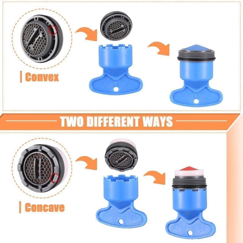 12 Pieces Faucet Aerator Replacement for Sink Aerators and 5 Pieces Faucet Aerator Key Wrenches Removal Tool M 16.5 mm 18.5 mm 21.5 mm 24 mm Tap Aerators Flow Restrictor for Bathroom Kitchen — view 3