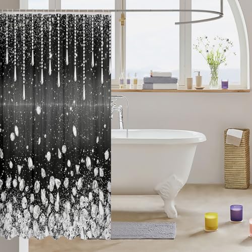 Rideau de douche romantique noir et argent avec finitions de qualité - 4