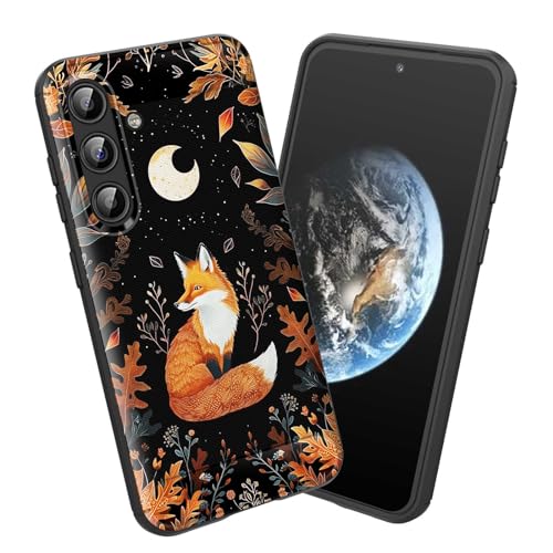 smauncucn for Galaxy S24 Plus Case,Soft TPU Slim Fashion Anti-Fingerprint Non-Slip Protective Phone Case Cover for Samsung Galaxy S24 Plus (6.7") 2024,Cute Fox Moon with Plants