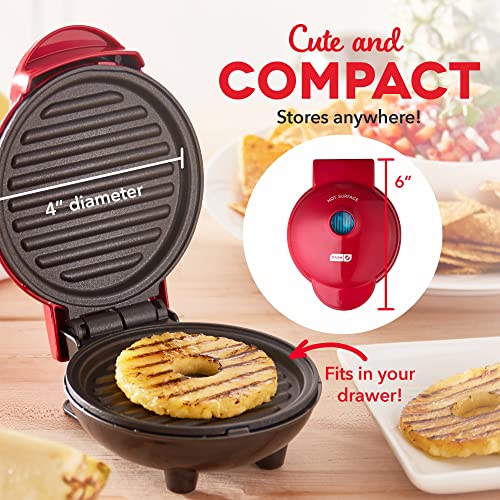 Dash Mini Maker Portable Grill Machine + Panini Press For Gourmet Burgers, Sandwiches, Chicken + Other On The Go Breakfast, Lunch, Or Snacks With Recipe Guide - Red #TOP3